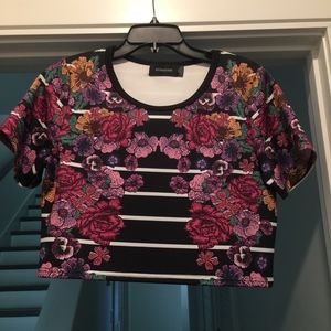 Floral & Striped Crop Top